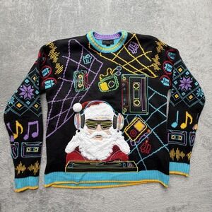 Blizzard Bay Sweater Mens Large DJ‎ Santa Music Ugly Christmas Pullover Knit